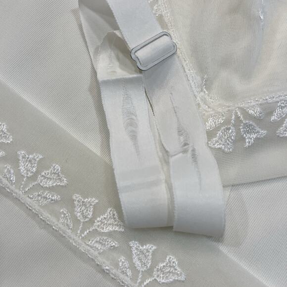 Vintage 50s White Nylon Tulip Chiffon Lace Bust Full Slip Dress Women’s Size S - Picture 14 of 14